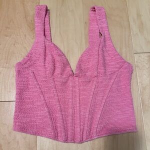 Zara women’s hot pink corset‎ w/boning textured & stretchy texture fabric